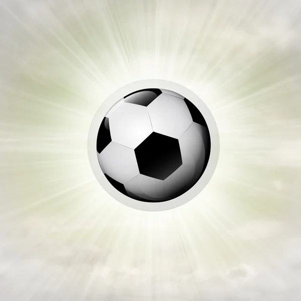 Football ball in glossy bubble in the air with flare — Stock Photo, Image