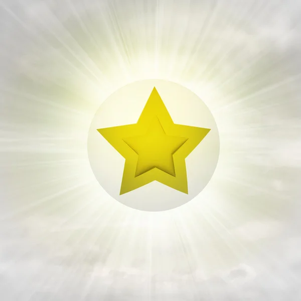 One golden star in glossy bubble in the air with flare — Stock Photo, Image