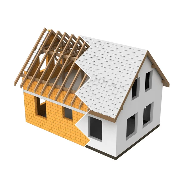 Isolert ny dimensjonering av husets konstruksjon sikksakk – stockfoto