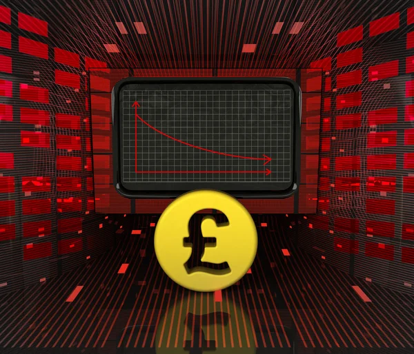 Redusert forretningsvirksomhet eller negative resultater av britisk pund – stockfoto