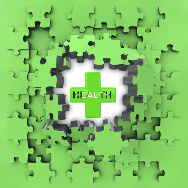 Yeşil puzzle Yapboz sağlık ile çapraz vahiy — Stockfoto