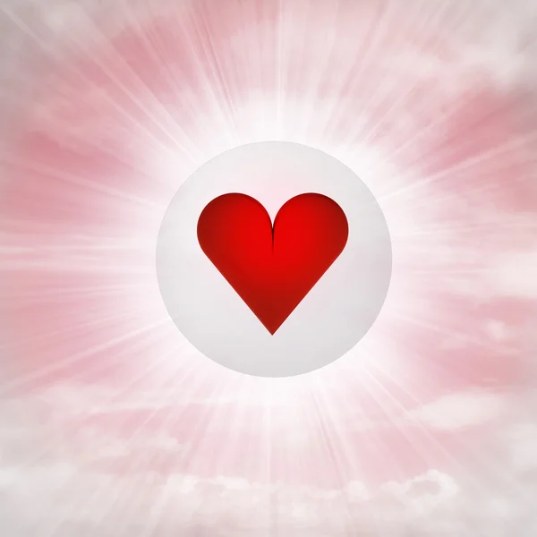 Red heart love in glossy bubble in the air with flare — Stock Photo, Image