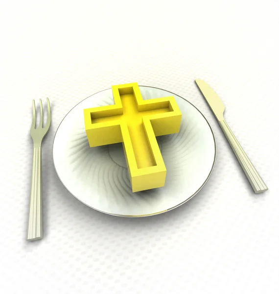 Pray and give thanks for holy meal render — Stock Photo, Image