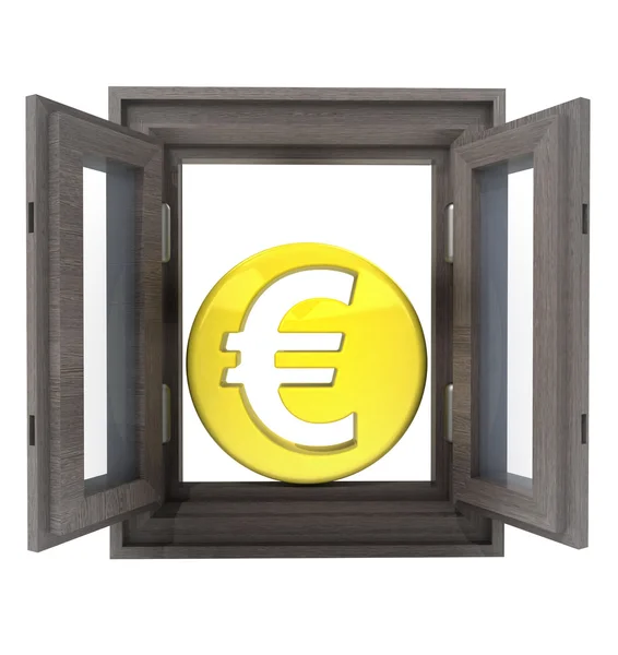 Geïsoleerde geopende venster naar financiële Europese bedrijfsleven — Stockfoto