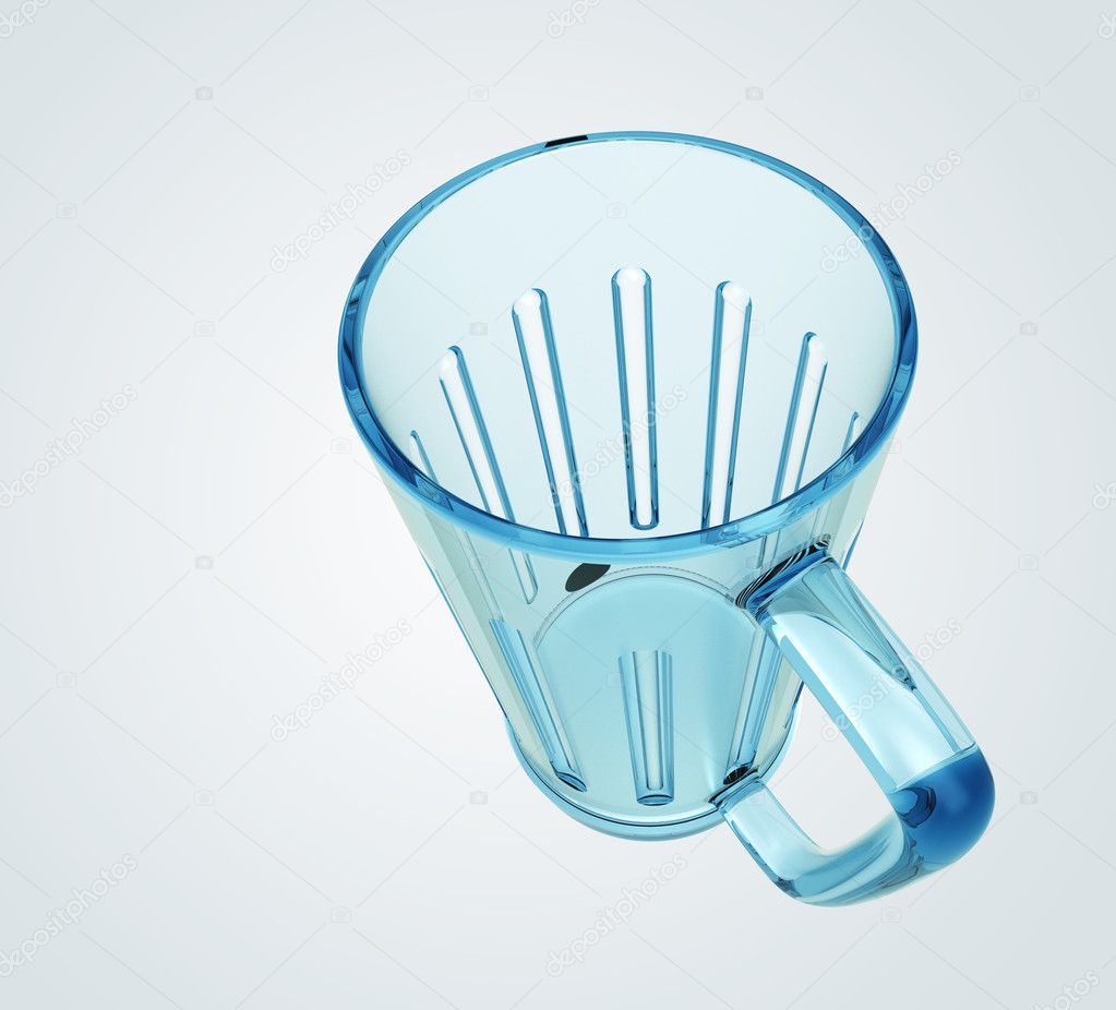 one empty glass for beverage with handle render