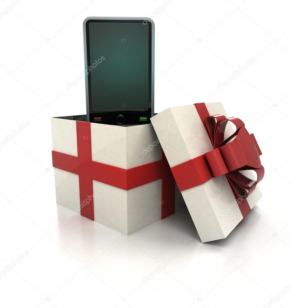 mysterious magic gift with new smart phone render