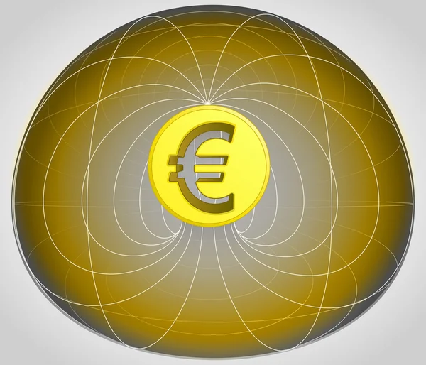 मध्य वेक्टर में यूरो सिक्का के साथ गोल्डन मैट्रिक्स सेल — स्टॉक वेक्टर
