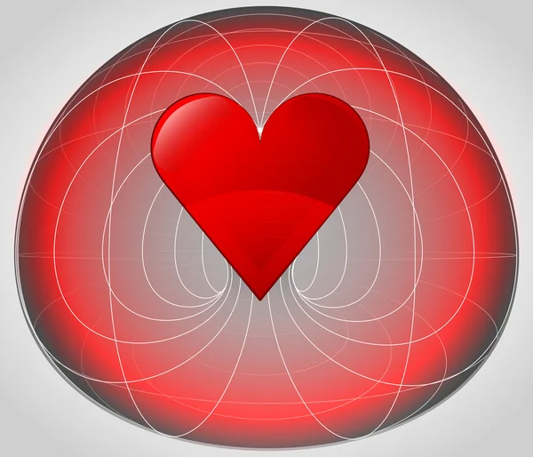 Célula de matriz vermelha com coração no vetor médio — Vetor de Stock