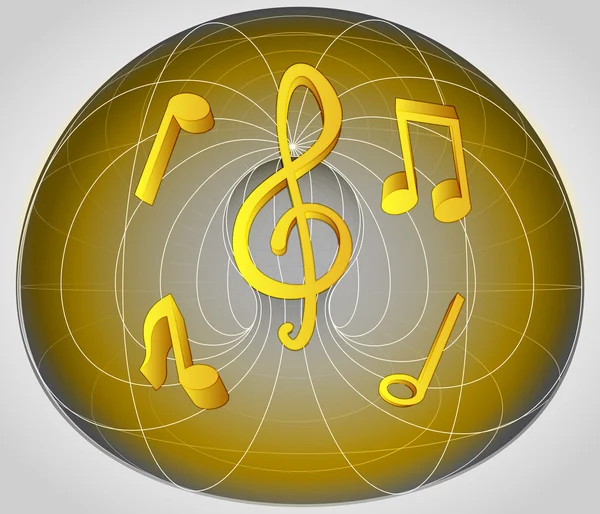 Golden matrix cell with music in the middle vector — Stock Vector