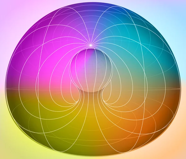 Célula de matriz colorida con esfera en el vector medio — Vector de stock