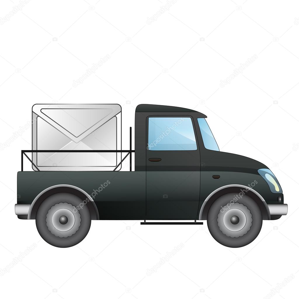 isolated pick up car with correspondence message delivery vector drawing