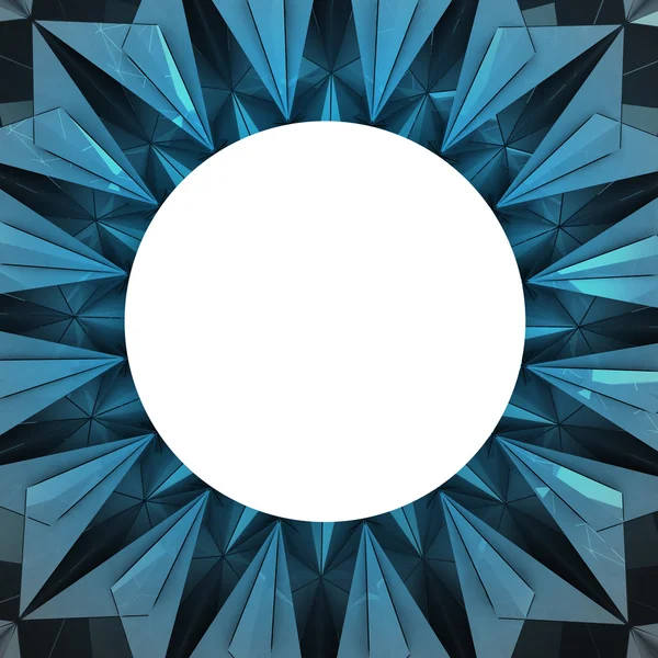 Triangulated blue snowflake circle frame wallpaper — Stock Photo, Image