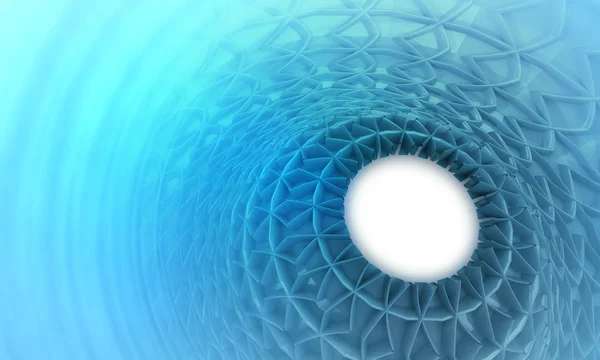 Bleu circulaire cadre tridimensionnel en cercle fond flou — Photo