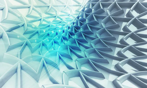 Blauer kreisförmiger dreidimensionaler futuristischer Gebäudehintergrund — Stockfoto
