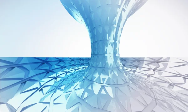 Glass futuristic circular building three dimensional pillar background — 图库照片