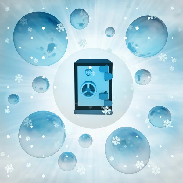 Волшебное закрытое хранилище в пузыре в зимний снег — стоковое фото
