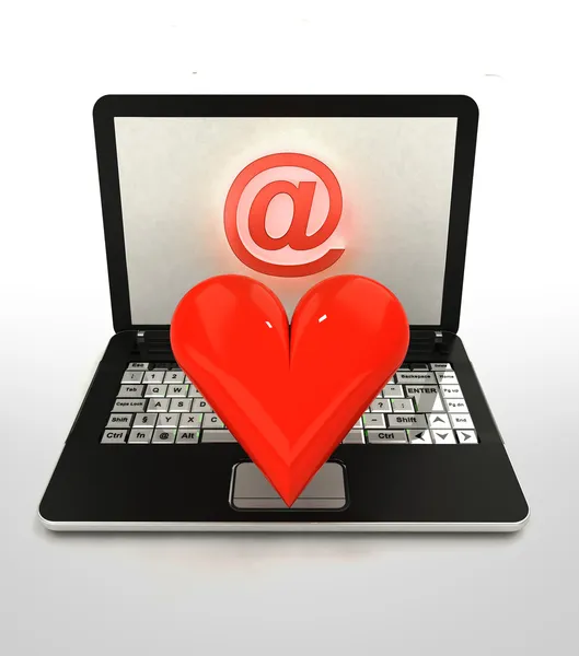 Procházení a vyhledávání informace o Internetu a najít lásku — Stock fotografie