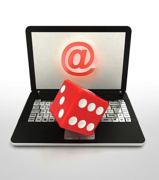 Internet surfing and search info about craps entertainment — Stock Photo, Image
