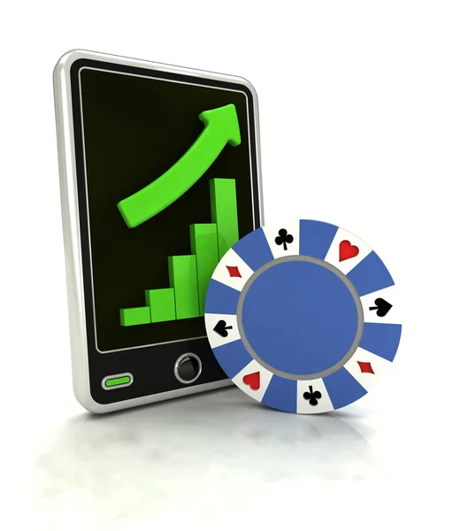 Aumento do gráfico da indústria de jogos de apostas na tela do telefone inteligente — Fotografia de Stock