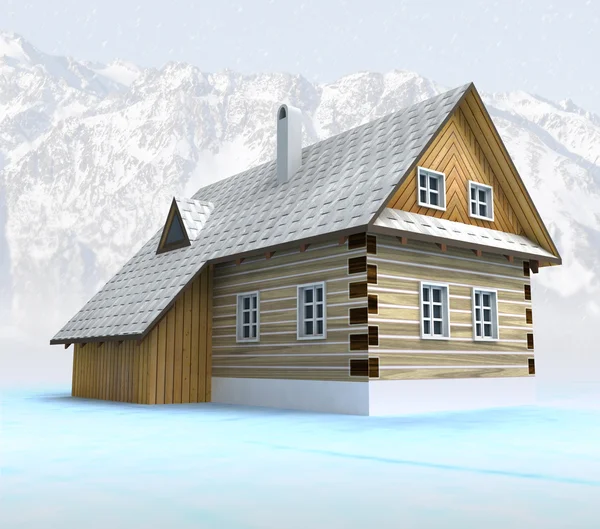 Classical mountain cabin in calm weather — Stock Photo, Image