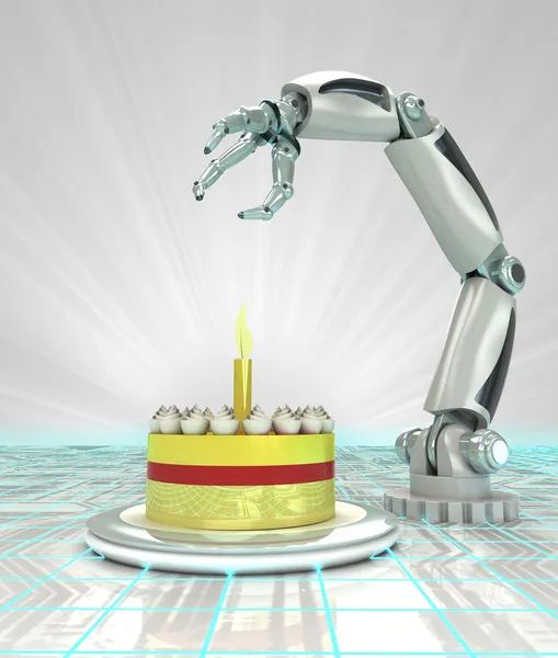 Cybernétique automatique robotique main célébration de la technologie rendre — Photo