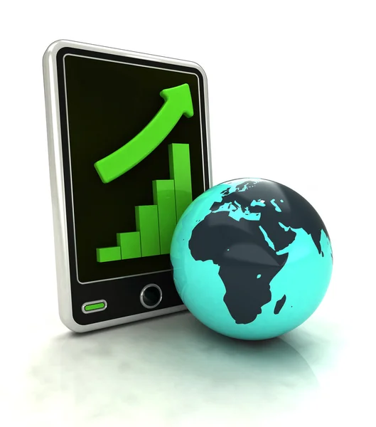 Increasing graph stats of African countries on smart phone display — Stock Photo, Image