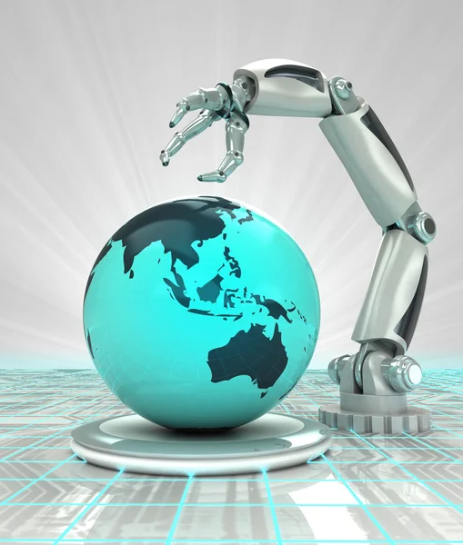 アジアにおけるロボットハンド作成未来産業レンダリングします。 — ストック写真