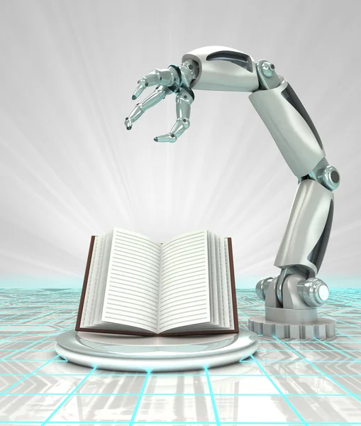Beschrijving van de technologische kennis van de cybernetische robotic hand renderen — Stockfoto