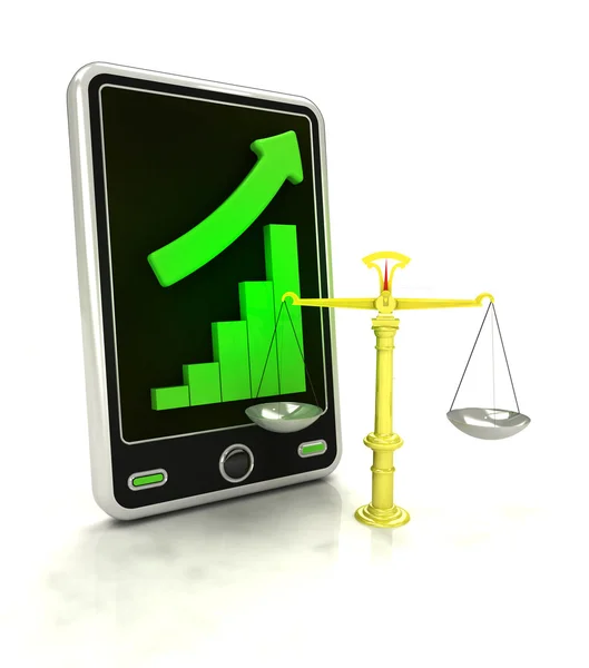 Increasing graph stats of fair trade on smart phone display — Stock Photo, Image