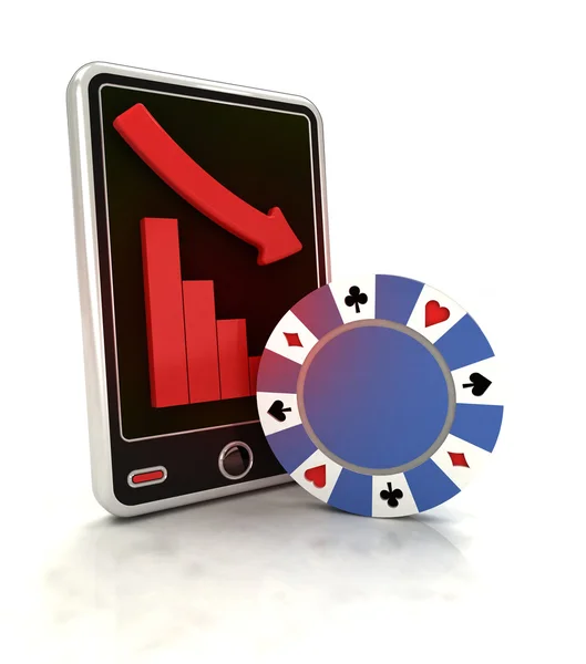 Gráfico descendente de juegos de apuesta en la pantalla del teléfono inteligente —  Fotos de Stock
