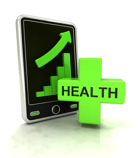 Increasing graph stats of health care on smart phone display — Stock Photo, Image