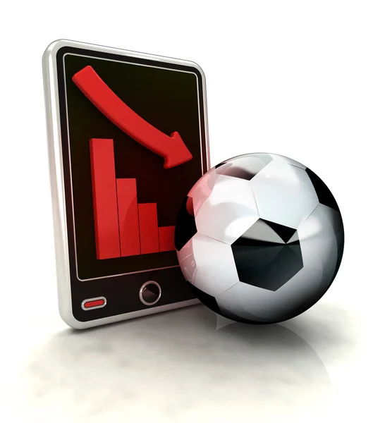 Grafico discendente dei risultati del calcio sul display dello smartphone — Foto Stock