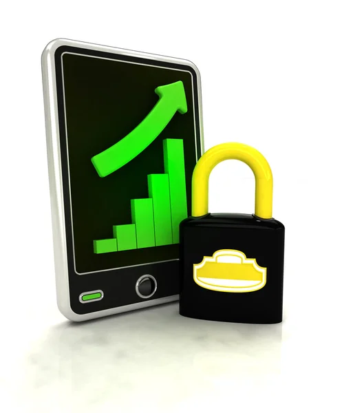 Aumento delle statistiche di sicurezza del grafico sul display dello smartphone — Foto Stock