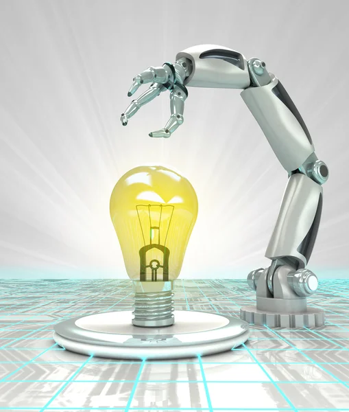 Robotic hand uitvinding in futuristische industrie renderen — Stockfoto