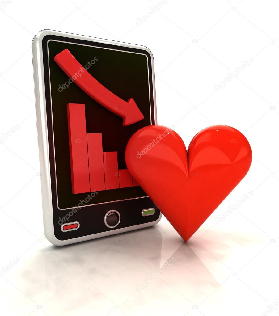 descending graph love stats on smart phone display