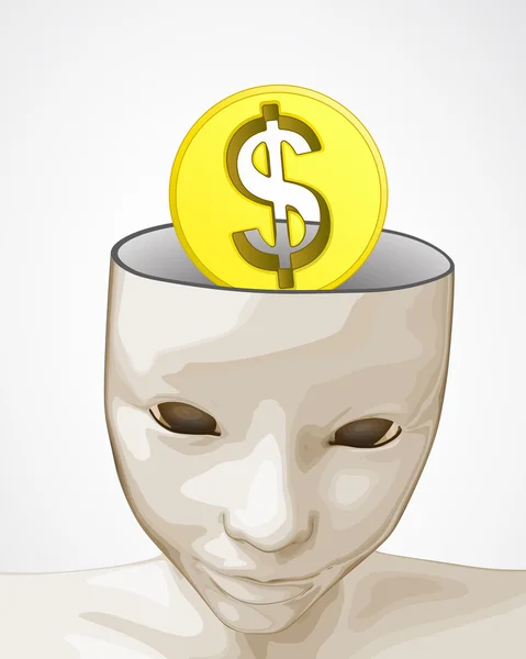 Open human mind with dollar coin business ideas vecteur — Image vectorielle
