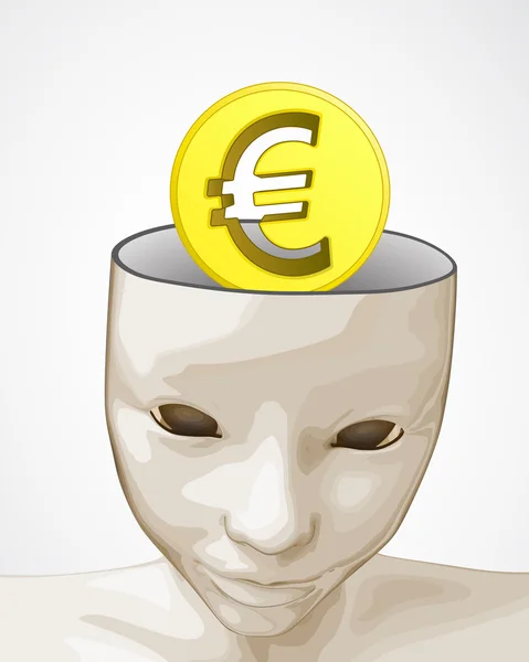 Відкритий людський розум з вектором бізнес-ідей монети євро — стоковий вектор
