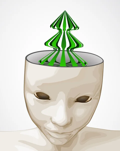 Otevřít lidské mysli k vánoční strom myšlenky — Stockový vektor