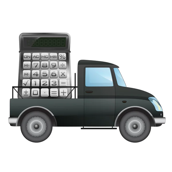 孤立したピックアップあなたビジネス計算のベクトル描画の車の輸送 — ストックベクタ
