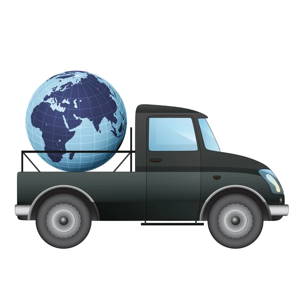 Aislado recoger el transporte de automóviles en los países africanos dibujo vectorial — Vector de stock