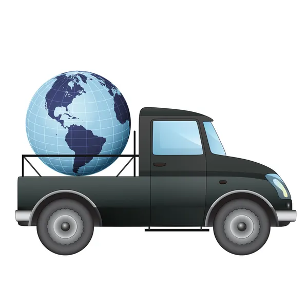 Geïsoleerde pick-up auto transport in Amerikaanse landen vector tekening — Stockvector