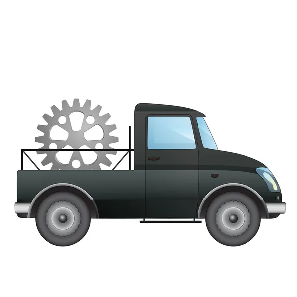 Coche de recogida aislado como transportador para dibujo vectorial de la industria de maquinaria — Vector de stock