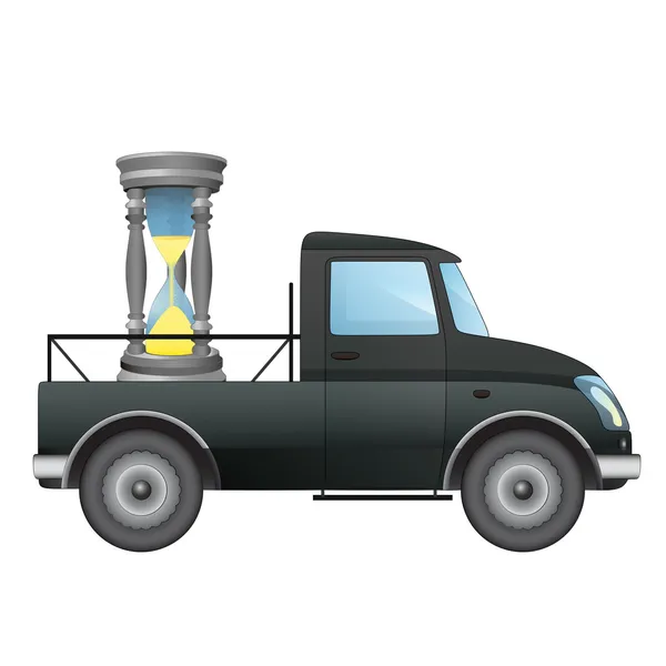 Isolated pick up car fast in time delivery vector drawing — Stock Vector