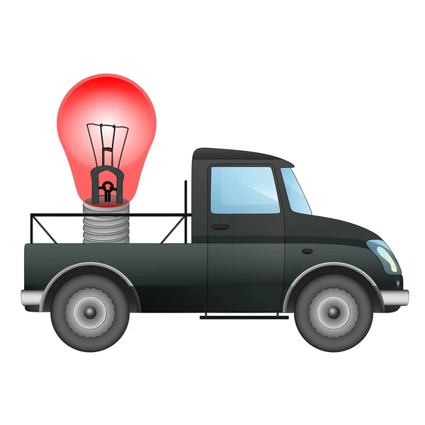Transporteur de voiture de ramassage isolé avec dessin vectoriel de livraison de fret dangereux — Image vectorielle