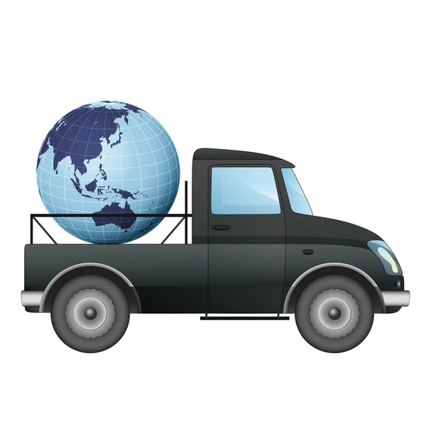 Geïsoleerde pick-up auto transport in Aziatische landen vector tekening — Stockvector