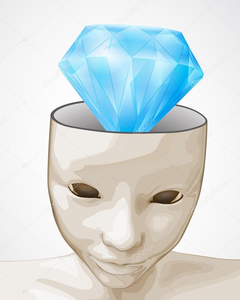 open human mind for diamond clear ideas vector