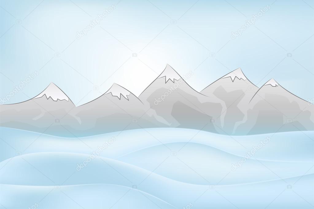 calm winter mountain outdoors with snowy hills vector