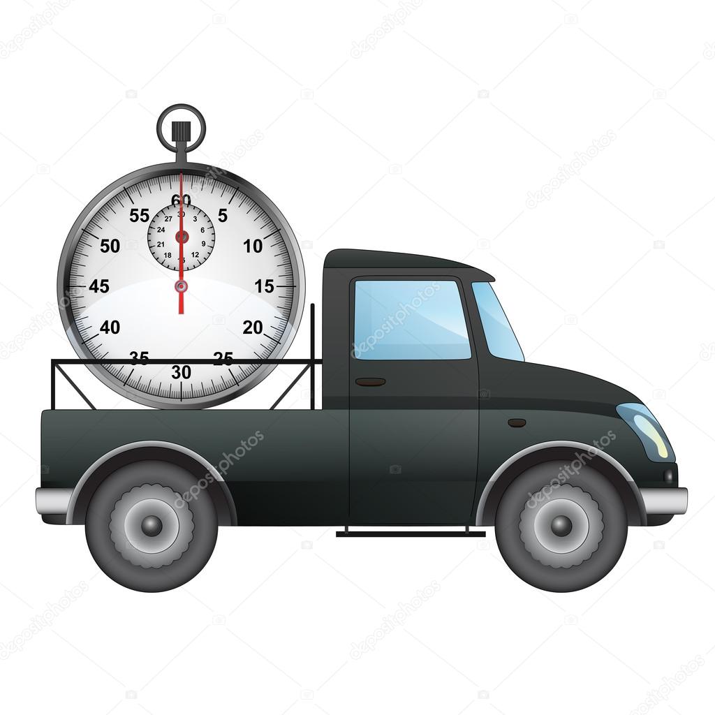 isolated pick up car on time delivery vector drawing
