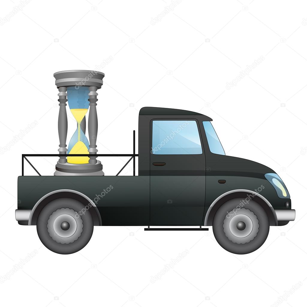 isolated pick up car fast in time delivery vector drawing