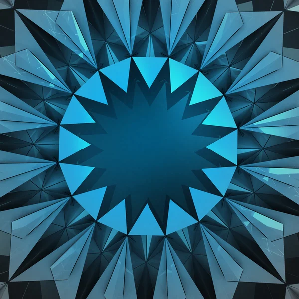 Triangulado azul neve círculo quadro estudo papel de parede — Fotografia de Stock
